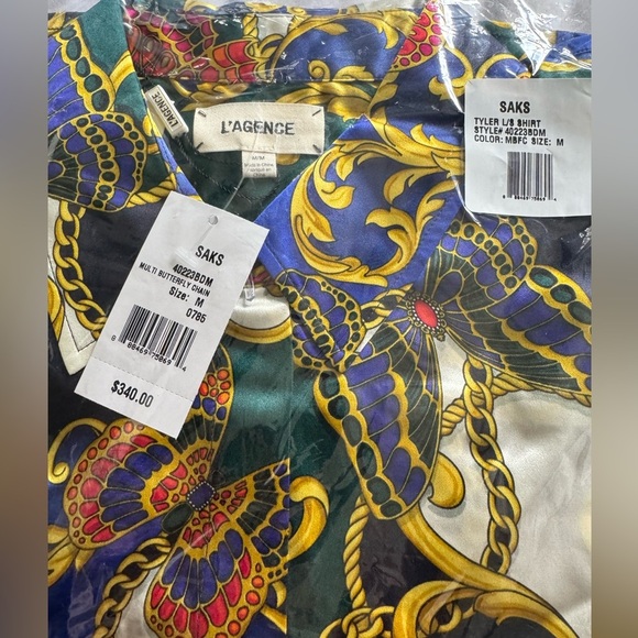 L'AGENCE Tyler Blouse Multi Butterfly Size M - Picture 5 of 5